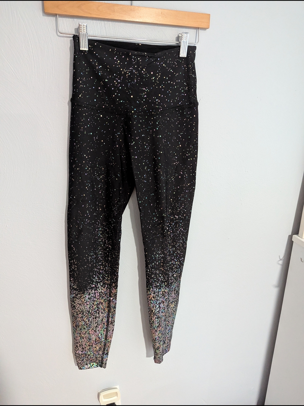 Beyond Yoga Black Holographic Speckle High-Rise Leggings